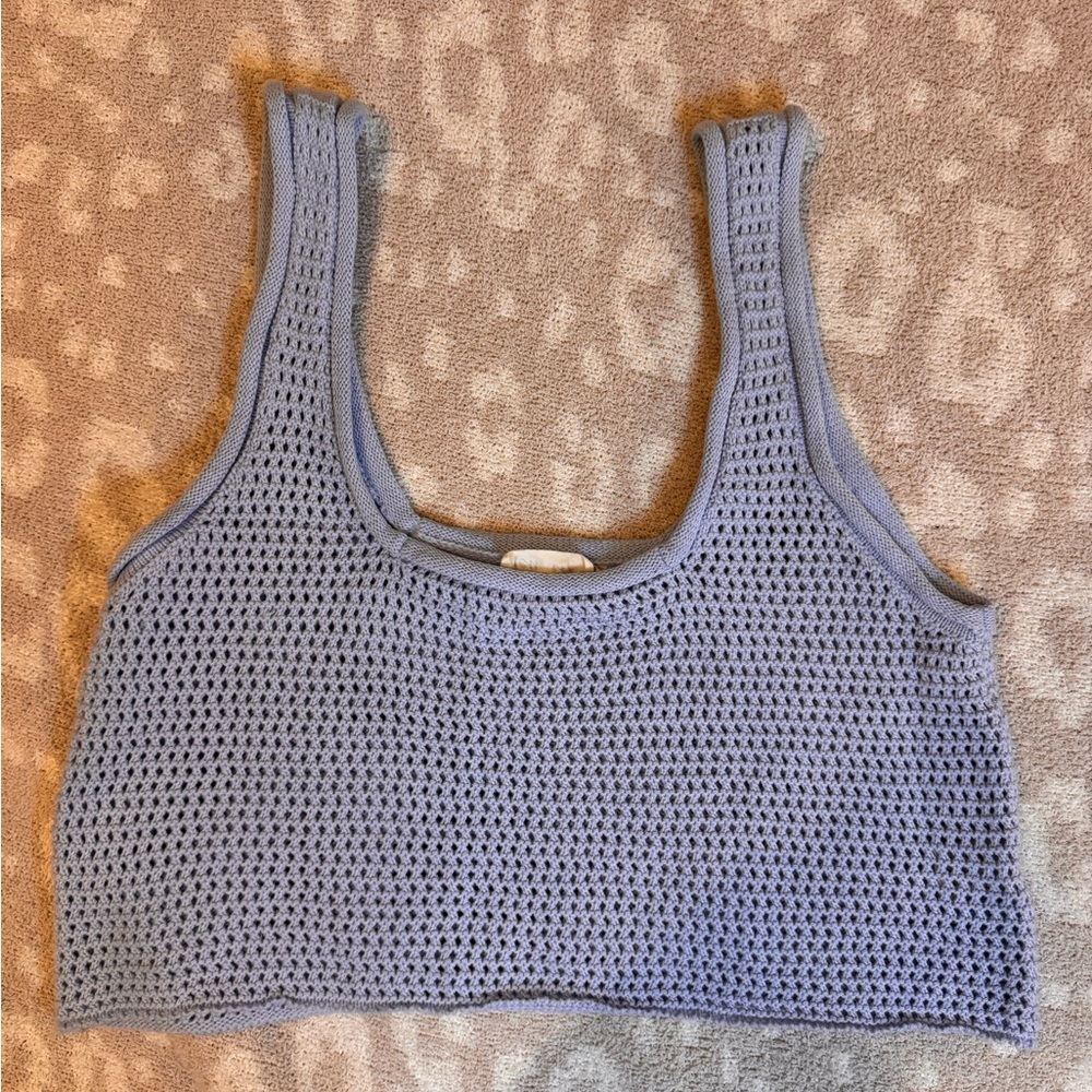 Blue Crochet Knit Tank Top